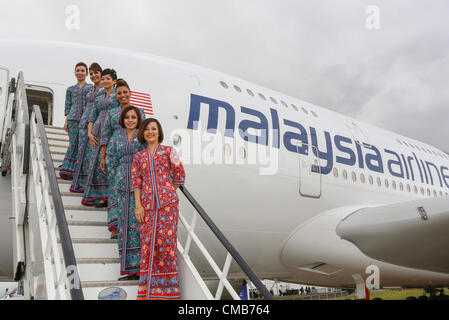 Farnborough International Airshow 2012. 9-07. 2012 . Malaysia Airlines Airbus A380 nuevo con el aire de la cabina de la tripulación. Foto de stock
