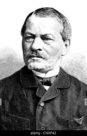 Gustav Freytag, 1816 - 1895, un escritor alemán, histórico grabado, circa 1885 Foto de stock