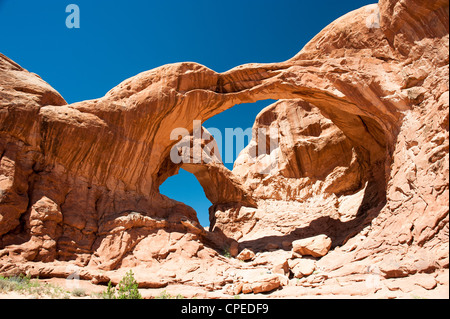 Arco doble, Arches national park, Moab, Utah, EE.UU. Foto de stock