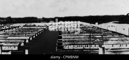 Vista de los edificios en Ravensbrueck barraca del campo de concentración de mujeres, 1939/45 (foto b/w) Foto de stock