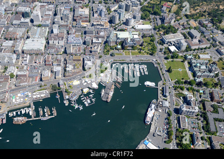 Vista aérea del puerto de Victoria, Victoria, la isla de Vancouver, British Columbia, Canadá Foto de stock
