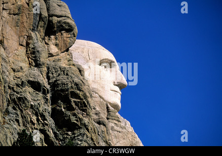 Estados Unidos, Dakota del Sur, el presidente cuatro cavadas en la roca en el Monte Rushmore Foto de stock
