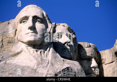 Estados Unidos, Dakota del Sur, el presidente cuatro cavadas en la roca en el Monte Rushmore Foto de stock