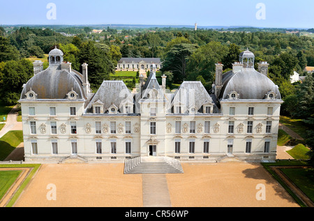 Francia, Loir et Cher, el castillo de Cheverny (vista aérea)