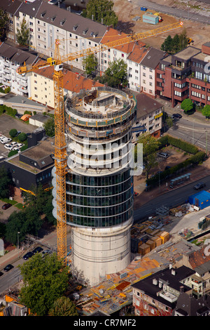 Vista aérea de la oficina edificio construido sobre un antiguo bunker, Exzenterhaus, Bochum, área de Ruhr, Renania del Norte-Westfalia, Alemania, Europa Foto de stock