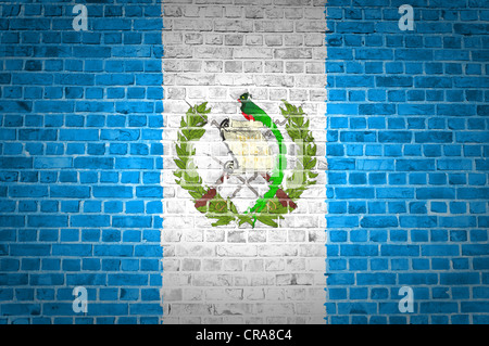 Una imagen de la bandera de Guatemala pintado sobre una pared de ladrillos en una ubicación urbana Foto de stock