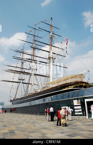 El barco Cutty Sark tras su restauración 50 € con una duración de seis años, Greenwich, Londres, Reino Unido. Foto de stock