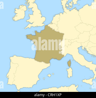 Mapa político de Francia con las diversas regiones. Foto de stock