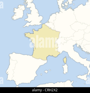 Mapa político de Francia con las diversas regiones. Foto de stock