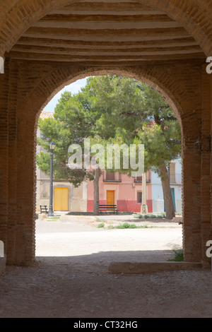 Belchite; Zaragoza; España; entrada a las ruinas Foto de stock