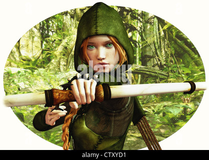 Un arquero chica en ropa de Robin Hood Fotografía de stock - Alamy