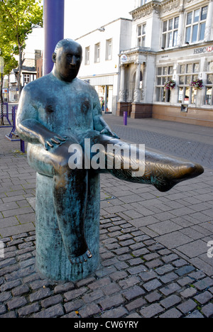 El calcetín hombre estatua, en Loughborough, Leicestershire Foto de stock