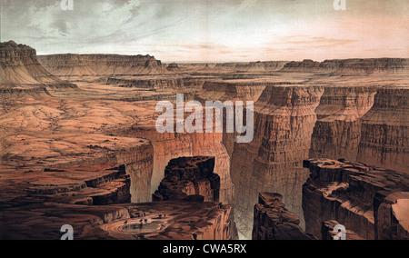 1882 vistas del Gran Cañón desde un Gobierno estadounidense atlas. Gobierno de EE.UU. patrocinó la exploración de la geografía, geología,