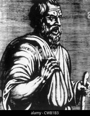 Diogenes (ca. 412-323 a.C.), xilografía de 'Les vrais pourtraits et Vies des hommes illustres' por André Thevet, 1584 Foto de stock