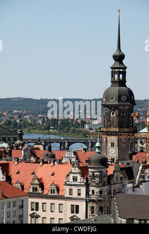 Dresden, vistas de Dresden Hausmannsturm Foto de stock