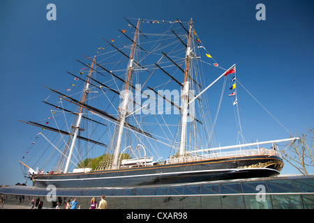 Vista de la Cutty Sark tras la restauración, Greenwich, Londres, Inglaterra, Reino Unido, Europa Foto de stock