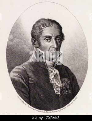 ALESSANDRO VOLTA (1745-1827), físico italiano que inventó la batería eléctrica Foto de stock