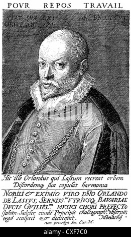 Orlandus Lassus o Orlando di Lasso o Orlande o Roland de Lassus, 1532-1594, compositor del Renacimiento Foto de stock