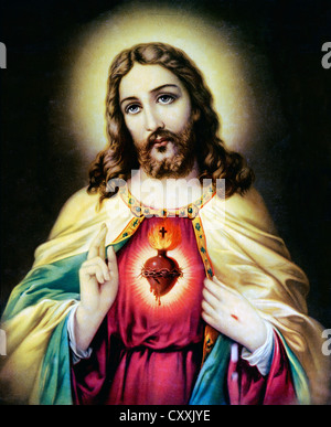 Sagrado Corazón de Jesús, impresión, alrededor de 1900, en manos privadas Foto de stock