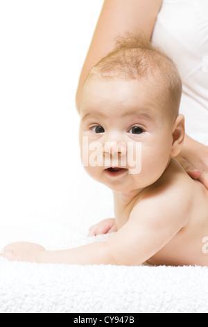 masaje de bebé Foto de stock