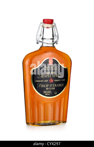 Botella de jarabe de arce, la Canadian nº 1 100% puro de luz Foto de stock
