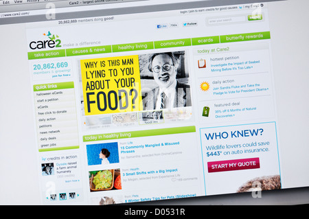 Care2 website - comunidad en línea habilita a las personas a llevar un estilo de vida saludable y verde Foto de stock