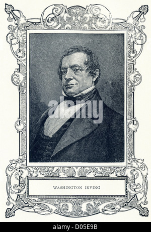 Washington Irving (1783-1859) fue un escritor estadounidense, mejor conocido por Rip van Winkle y la leyenda de Sleepy Hollow. Foto de stock