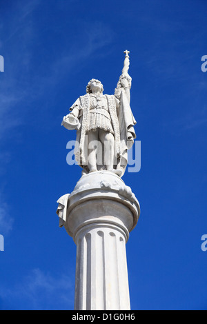 Estatua de Cristóbal Colón, la Plaza de Colón, el Viejo San Juan, San Juan, Puerto Rico, Antillas, Caribe, Estados Unidos de América Foto de stock