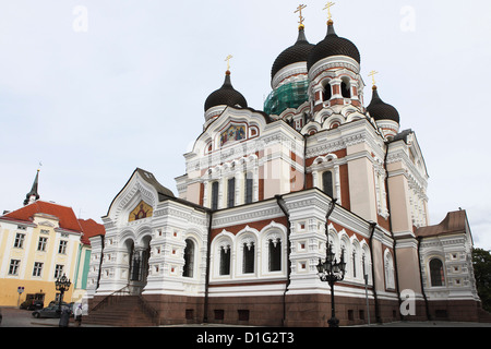 La Catedral Alexander Nevsky, la Iglesia Ortodoxa Rusa estilo Reviival, por Mikhail Preobrazhensky, Toompea, Tallin, Estonia