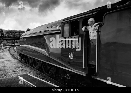 A4 clase LNER 4464 Avetoro Steam Engine (pintado y numerado como 4492 Dominion de Nueva Zelanda) en Bristol Temple Meads Station. Foto de stock
