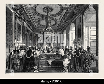 Visita del rey de los franceses a la reina Victoria; EL CAPÍTULO DE LA ORDEN DE LA LIGA: INVESTIDURA DEL REY DE LOS FRANCESES Foto de stock