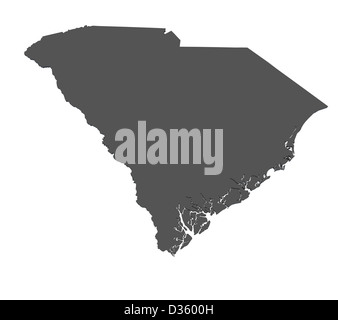 Mapa del estado de Carolina del Sur, EE.UU. Foto de stock