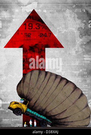Imagen conceptual que representa la inflación en el mercado Foto de stock