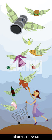 Imagen conceptual que representa la inflación en la economía Foto de stock