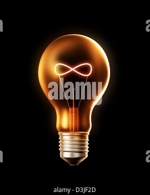 Prescribir Hola Arte Una bombilla con un filamento formado como un símbolo de infinito  Fotografía de stock - Alamy