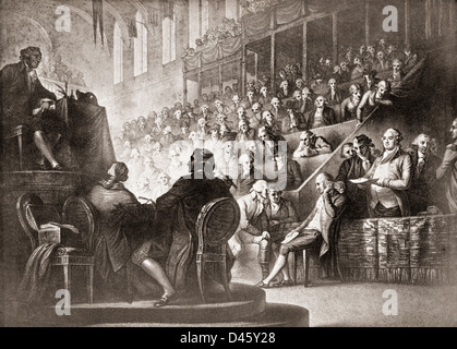 El juicio de Louis XVI en la Convención Nacional,1792. Foto de stock