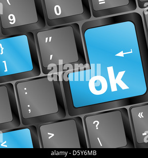 El botón OK del teclado del equipo. Concepto de Internet