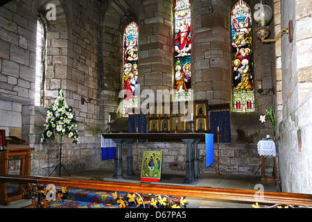 El altar de la Virgen Santa María.Holy Island.UK