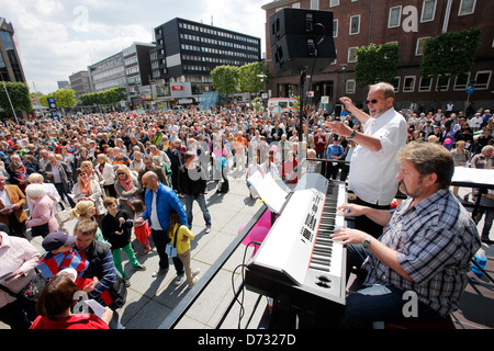Bochum, Alemania, cantan día de canción, Bochum el principal evento en la Plaza del Ayuntamiento. Foto de stock