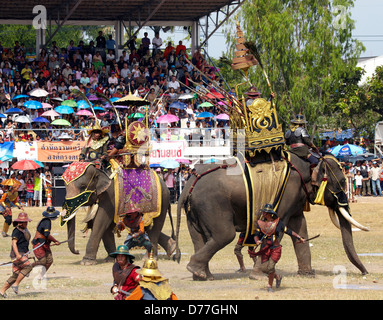 Asia Tailandia ciudad de Surin Elefante Round up Foto de stock