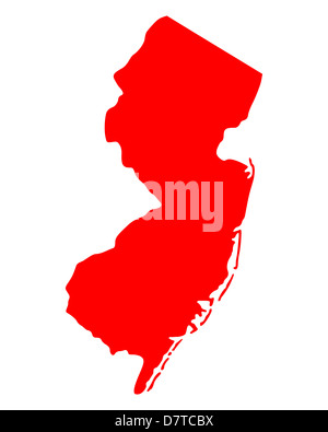 Mapa De Contorno Rojo Del Estado De Nueva Jersey Con Forma De Coraz N
