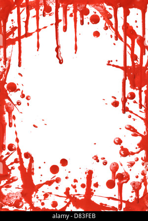 Trama de gotas de pintura roja sobre fondo blanco.