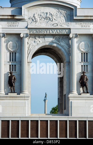 Estado de Pennsylvania Monumento, Parque Militar Nacional de Gettysburg, Pensilvania, EE.UU. Foto de stock
