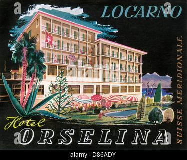 Label, Hotel Orselina, Locarno, Suiza Foto de stock