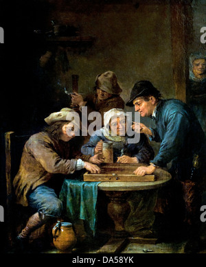 Los jugadores de backgammon por Peter David Teniers el Joven belga Bélgica 1610-1690 Foto de stock