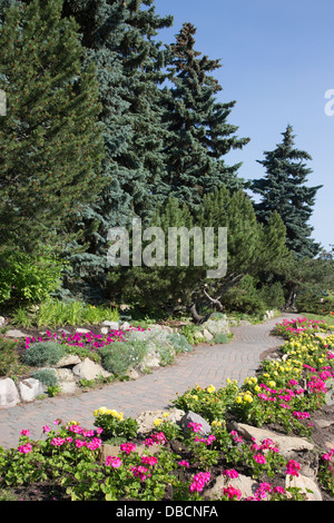 Sendero a través del Senador Patrick Burns Memorial Rock Garden en Riley Park, Calgary, Alberta, Canadá Foto de stock