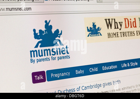 Captura de pantalla de la página principal de mumsnet Foto de stock