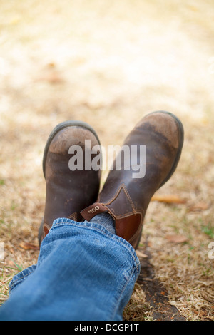 Un par de botas de vaqueros australianos Blundstone con rozaduras