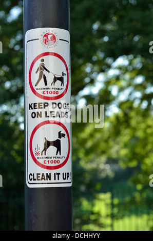 Bristol consejo "Mantenga a los perros de los candidatos" y "limpiarlo" signo Foto de stock