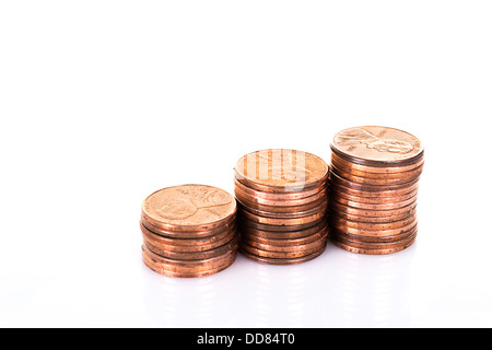 Montón de monedas de un centavo Foto de stock